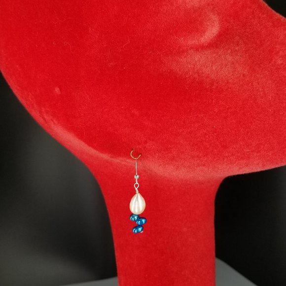 Genuine Pearl and Sterling Silver Drop Earrings - Picture 5 of 9